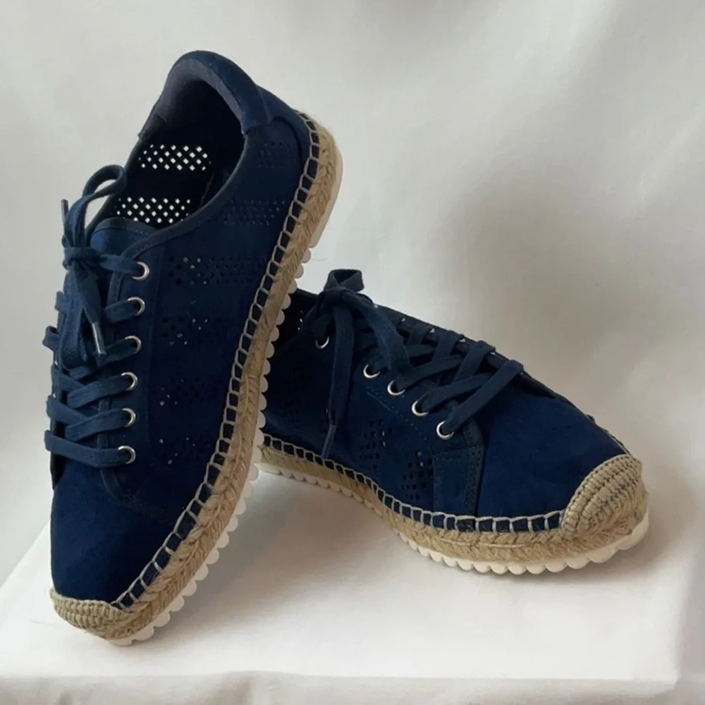 Marc Fisher Blue Baila Vegan Suede Espadrilles